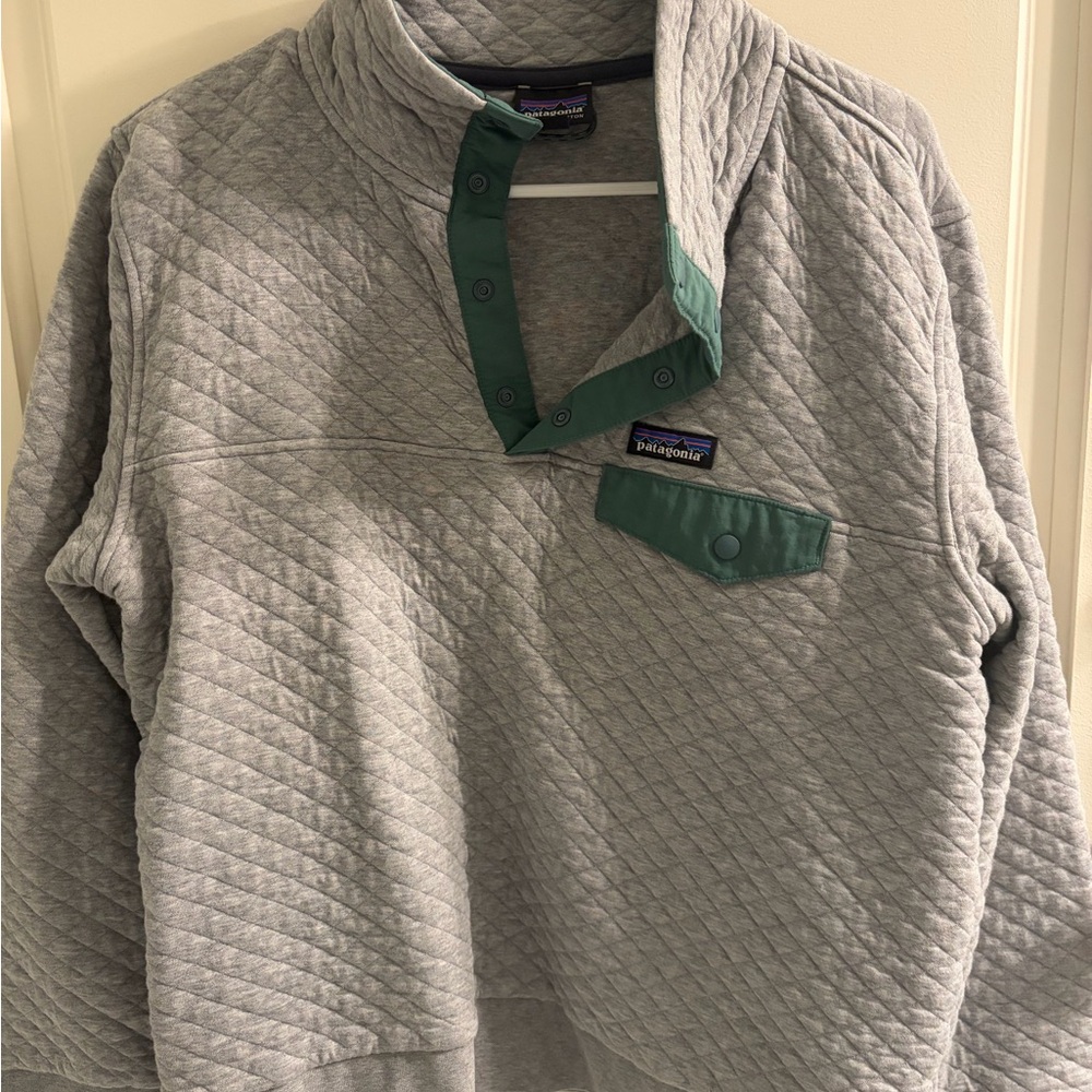 Patagonia Organic Cotton Gray and Green Pullover